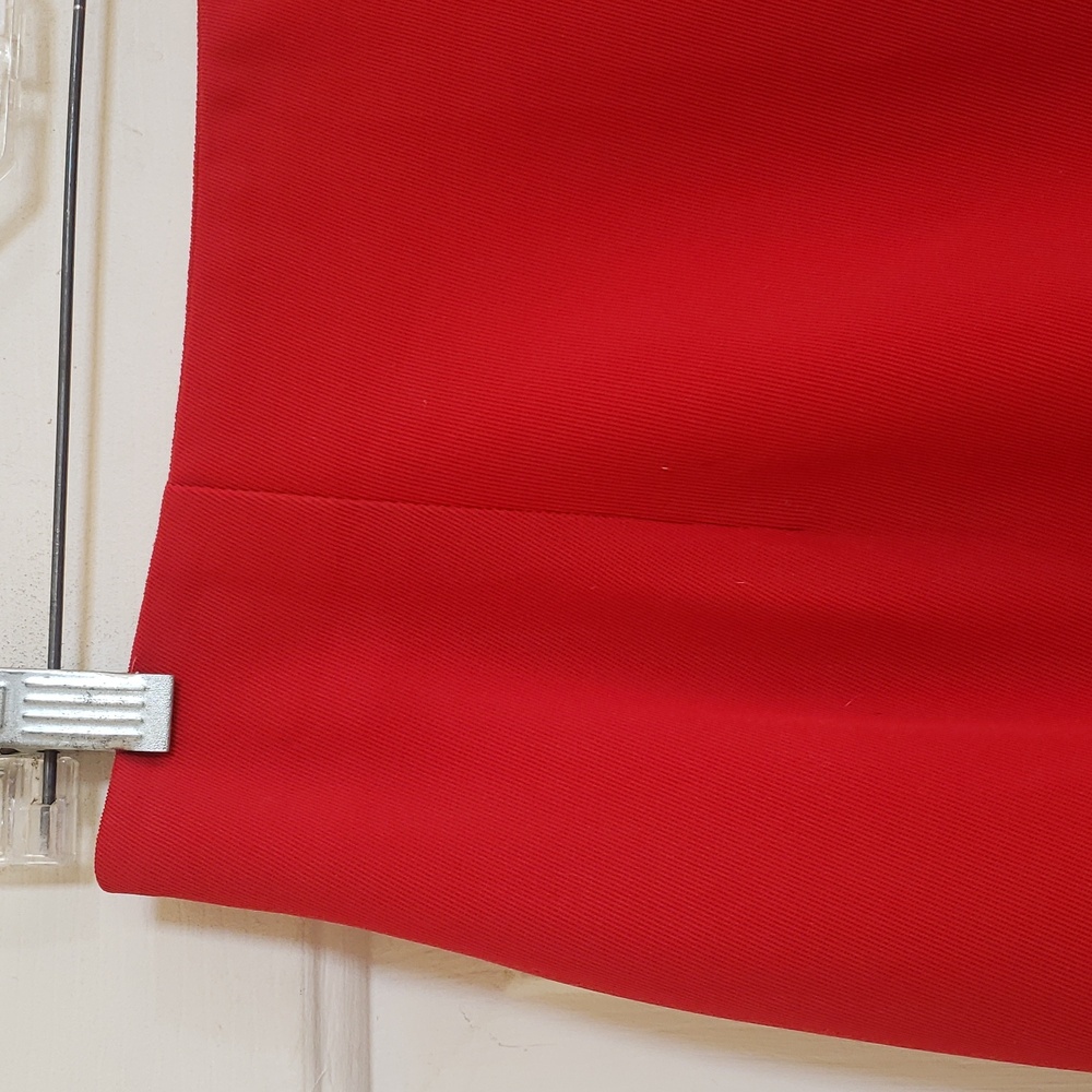 Y2K HALSTON LIFESTYLE Red Pencil Skirt MEDIUM Minimalist Work Holiday Midi - Picture 7 of 16